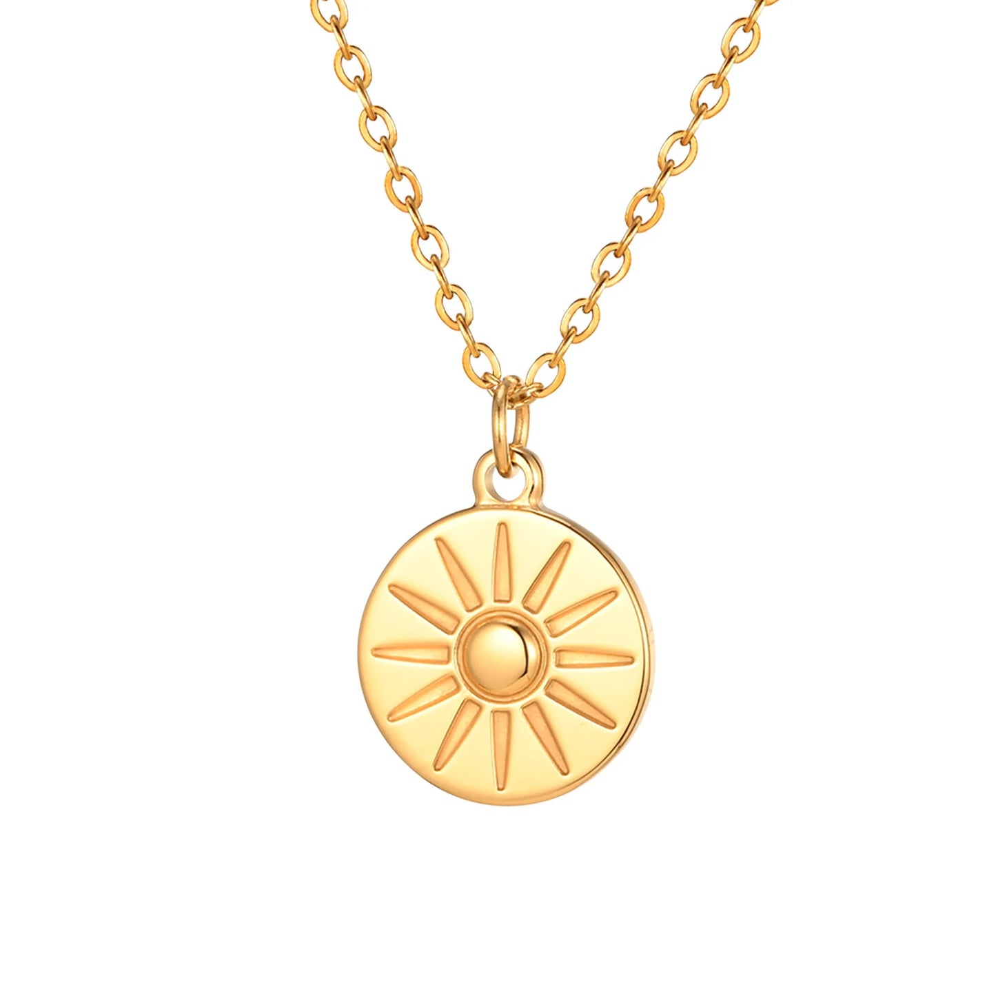 Medallion Pendant Necklace 18k Gold Plated